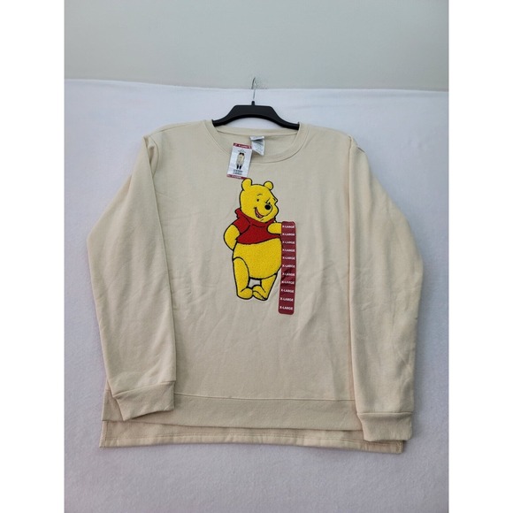 Disney Winnie The Pooh Womens XL‎ Crew Neck Fleece Lined Chenille Patch - Picture 1 of 6